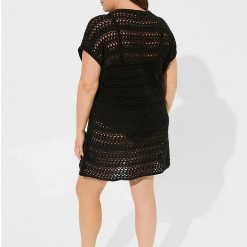 Torrid Mini Crochet Short Sleeve Cover-Up Beach Dress - Picture 2 of 15